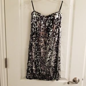 Strapless sequin dress
